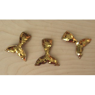 Декоративные элементы "Патчи" 3D с двухсторон. пайетками (Хвост русалки, 6х5 см), золото