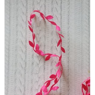 Лента декоративная Листочки 10 мм ярко-розовый